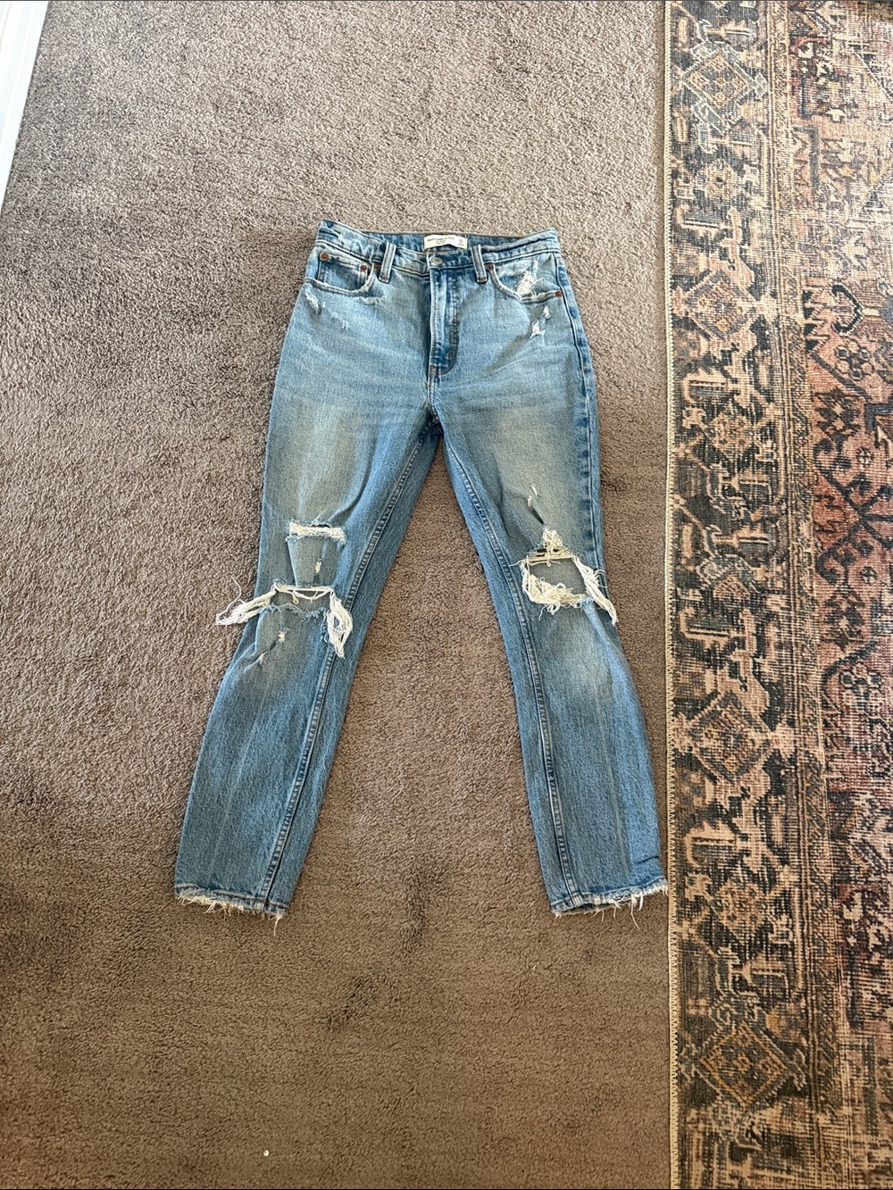 Abercrombie & Fitch Light Blue Ripped Skinny Jeans